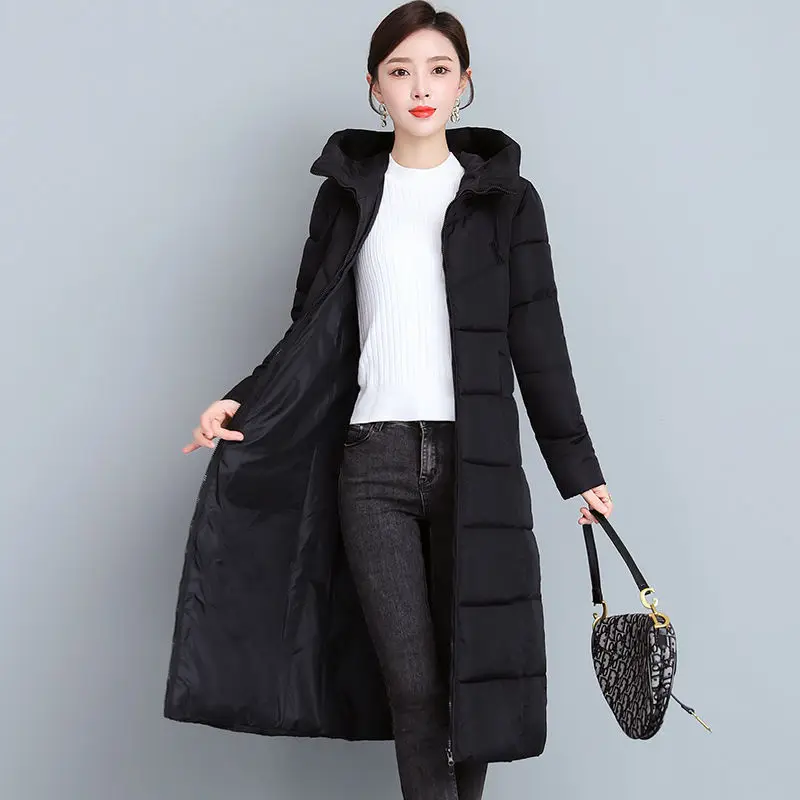 2023 Long Straight Winter Coat Women Casual Down Jackets Slim Remove Hooded Parka Oversize Fashion Outwear Plus Size 5XL