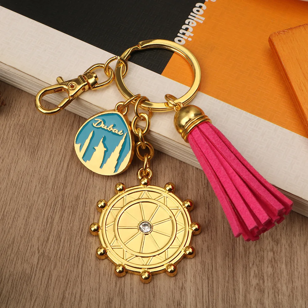 Metal keychain custom personalized epoxy rubber travel commemorative key chain ring zinc alloy gift ornament customization