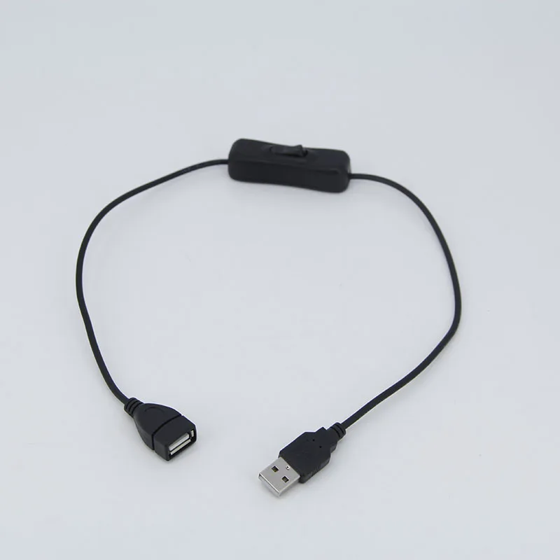 0.5m 1M 2m USB cable 50cm USB 2.0 A Male to A Female Extension charging Extender Black Cable With Switch button ON OFF Cable