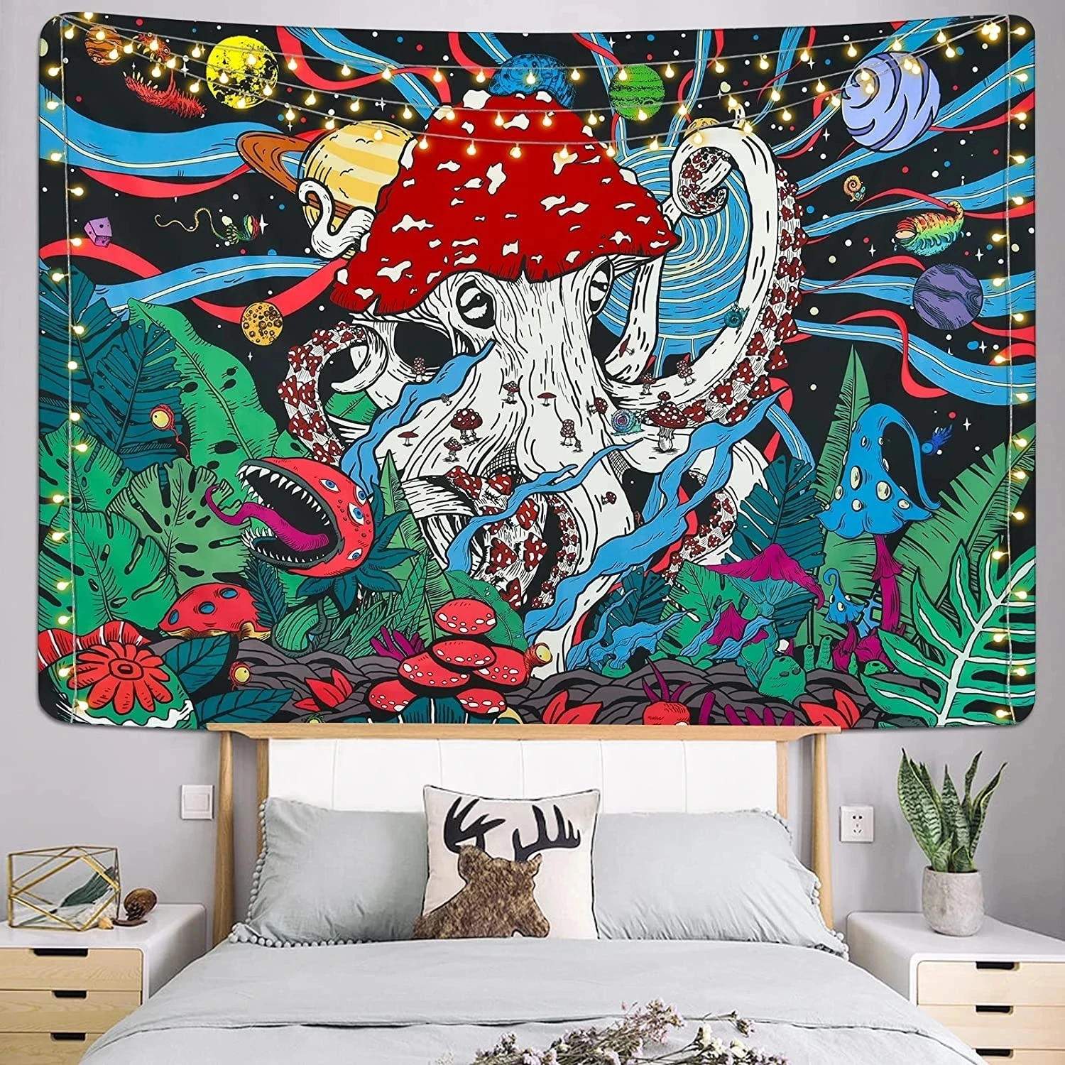 Mushroom Tapestry Planet Tapestry Plant Tapestry Monster Octopus Tapestry Space Galaxy Tapestry Wall Hanging Room