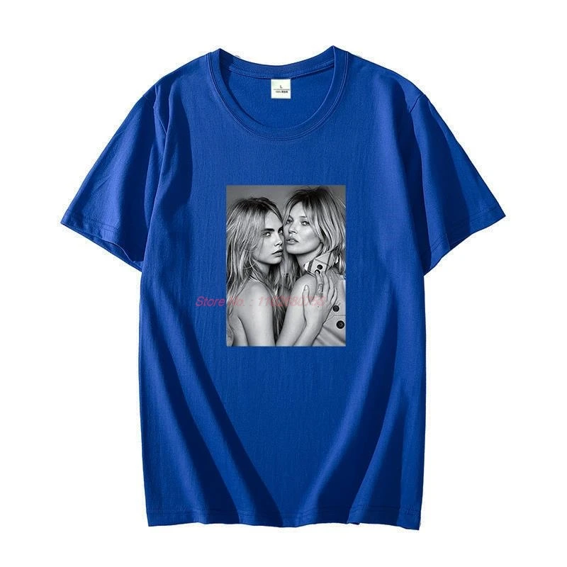 Fashion graphic t shirts Kate Moss Cara Delevingne Cotton oversize short sleeve t-shirts O-neck T-shirt Summer Men\'s clothing