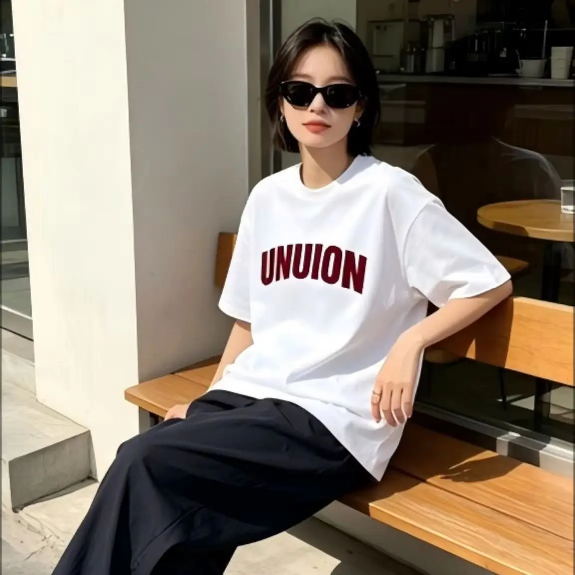 Multi-style Letter Print T-Shirt, Cute Star Heart Cartoon Graphic Crew Neck Tee, Trendy Loose Casual Aesthetic Streetwear Tops