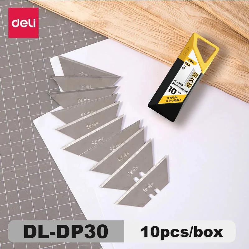 Deli 10pcs/box Knife Blade 19mm Width SK4 Metal Utility Knife Blades for Home School HandCraft Paper Box Cutting Trapezoid Blade