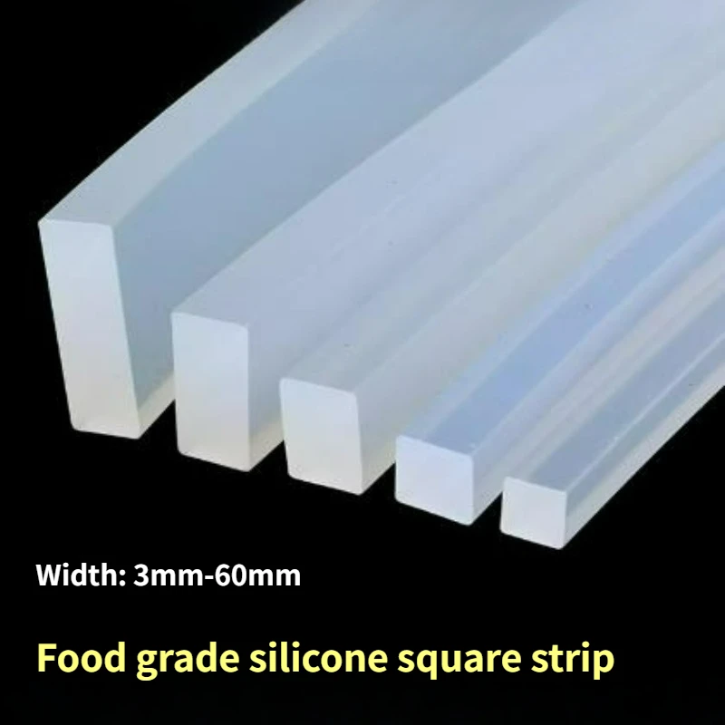 1/2/4/5/10M Food Grade Silicone Square Strip High Temperature Resistant Soft Sealing Strip Dust-proof Vacuum Seal Width 3mm-60mm