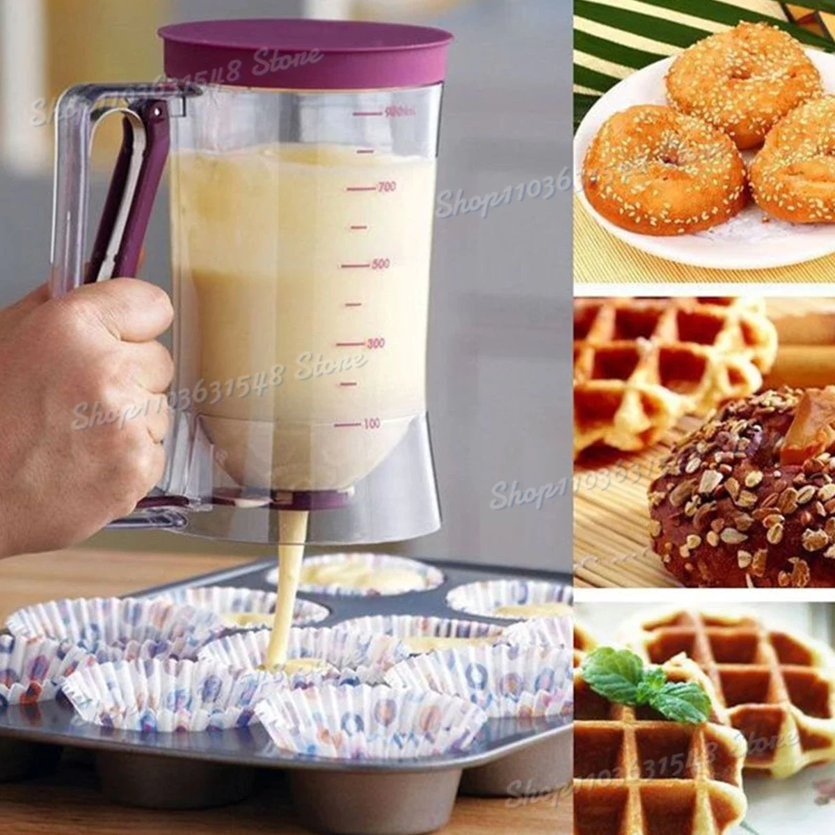 

900ML Batter Separator Cupcake Pancake Cream Dispenser Handheld Cookie Waffles Baking Tools Measuring Cup Kitchen Supplies