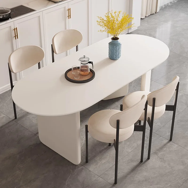 

Minimalist White Dining Table Nordic Fashion Coffee Scratch Protector Dining Table Floor Balcony Mesa Comedor Home Furnitures