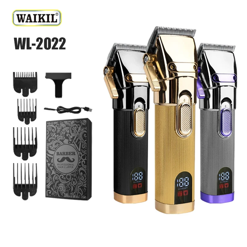 WAIKIL New Men's Electric Barber Multi functional Hair Trimmer USB Charging Cordless Electric Push Clipper Facial styling tools