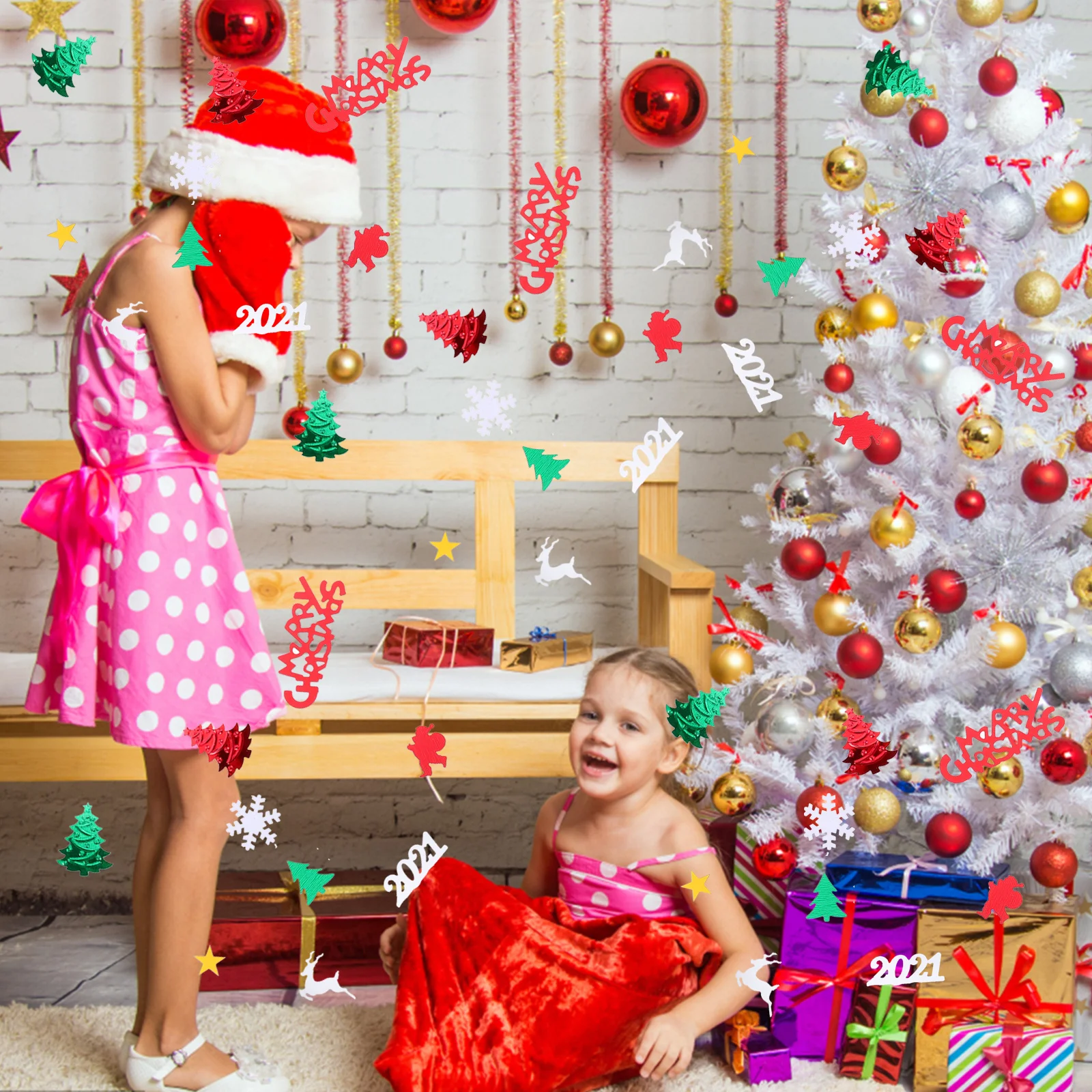 

100G Christmas Confetti Premium Plastic Sprinkles For Party Wedding Holiday Celebration Table Scatter Xmas Carnival Birthday