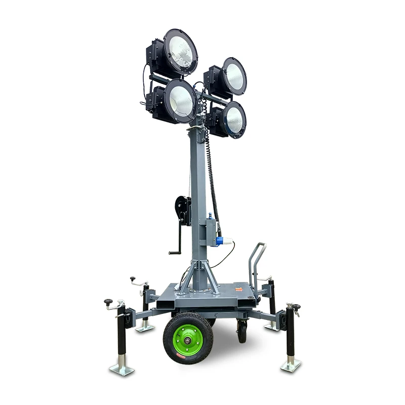 Mobile Lighting Tower Mobile Wheel Base 5.5m Manual Extendable Pole Stable Support Legs For Night Illumination