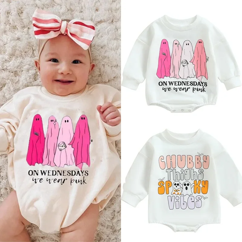 

Halloween New Baby Clothes Ghost Print Newborn Photography Romper Newborn Baby Romper L