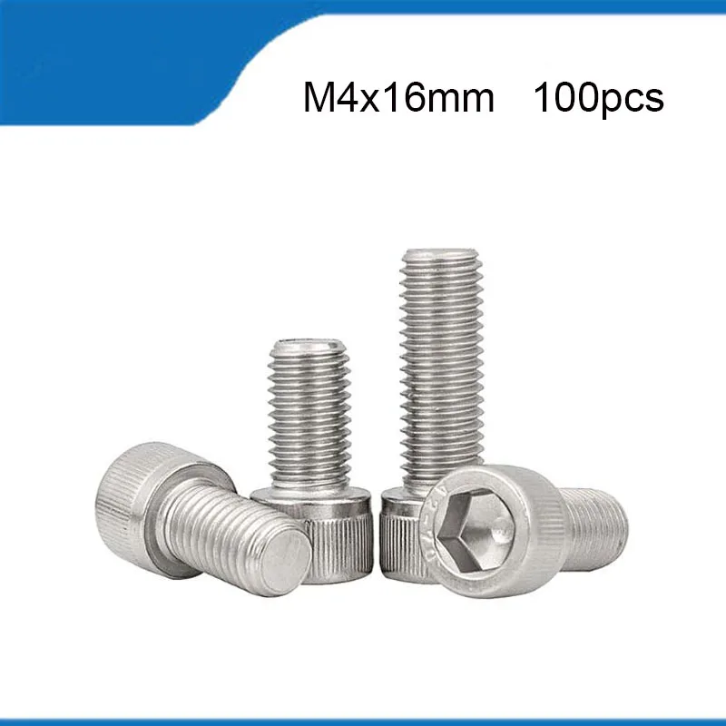 

Free Shipping M4*16mm A2-70 304 Stainless Steel M4 Screw Length 16mm DIN912 Hexagon Hex Socket Cap Head Allen Screw Bolt M4 Bolt