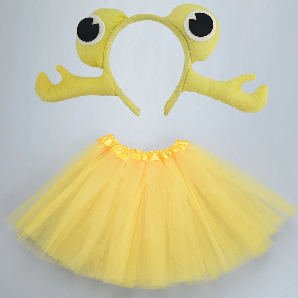 Dibujos animados niños Animal pez cangrejo diadema tutú falda corbata cola fiesta regalo cumpleaños disfraz de Halloween Cosplay