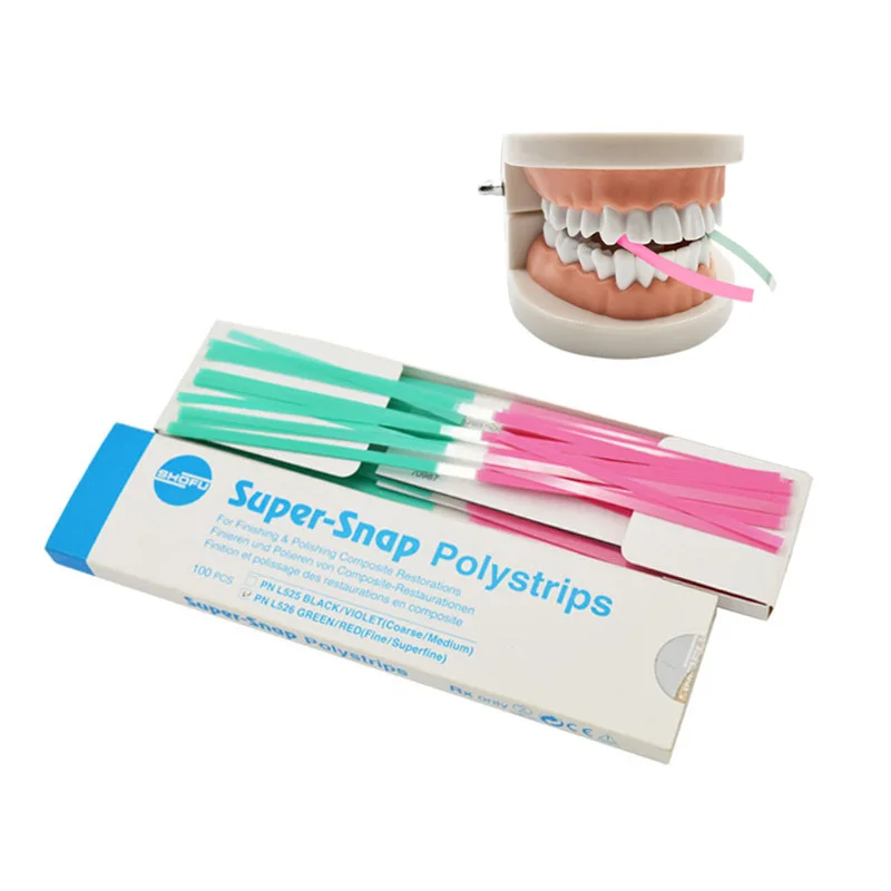 100Pcs/Box Dental SHOFU Super Snap Polystrips Polishing Strips Shofu Rainbow Finishing Polishing Strip Dentistry Clinic Material