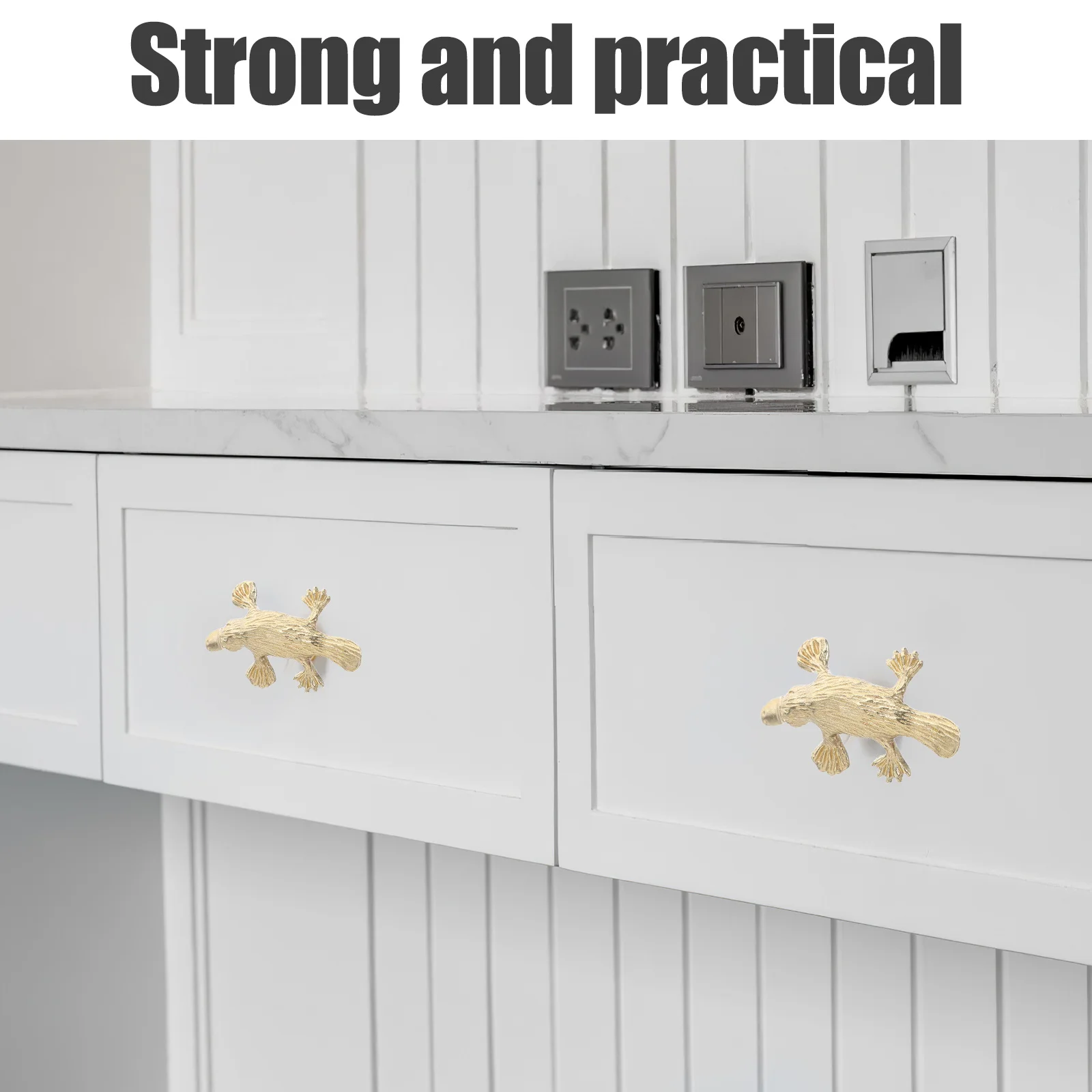 

Duckbill Drawer Handle Brushed Gold Single Hole Pull Animal Cabinet Knob Vintage Decorative Hardware for Kitchen Dresser