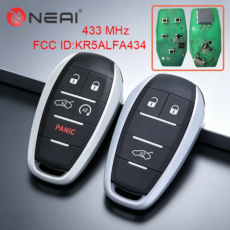 Remote Car Key For Alfa Romeo Giulia Stelvio 2016 2017 2018 2019 2020 2021 2022 4A Chip 433MHz KR5ALFA434 Keyless Go Smart Keys