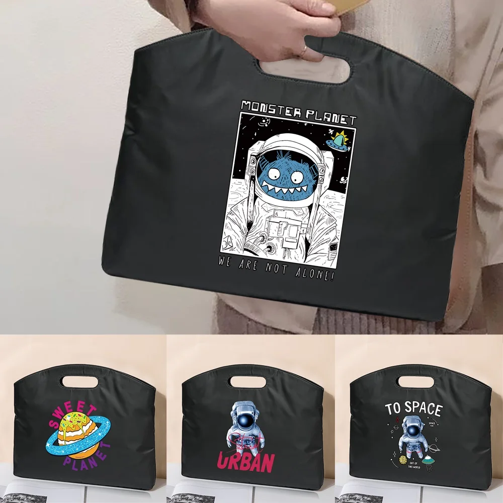 Maletín multifuncional, bolsa de almacenamiento de Material para documentos de oficina, bolsa organizadora de archivos con estampado de astronauta, accesorios, suministros, bolso