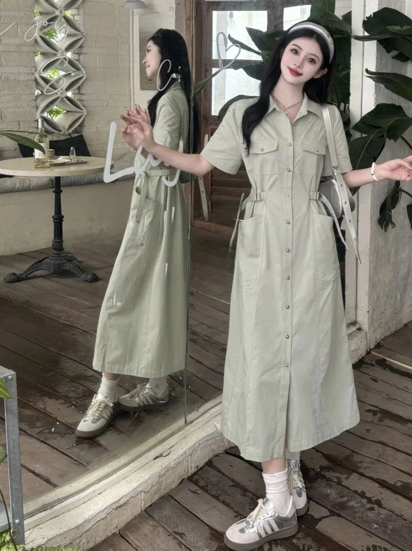 

plus Size 300 Pounds Women's Vintage A-Line Dress Pear Shape Body Workwear Style Summer Casual Comfortable Breathable Skirt