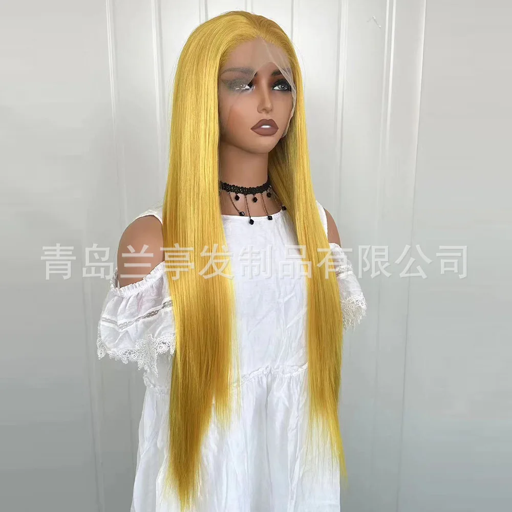 Fashion Long Blonde Synthetic Lace Front Wig for Women Natural Looking Fiber Cosplay Party Daily Use Hairpiece