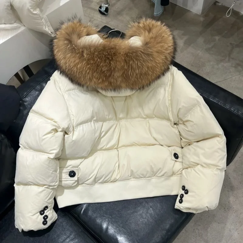 Teen Girls Down Jacket Winter New Korean Children's Big Fur Collar Down Cotton Jacket Kids Parka Cotton Clothes 130-170cm