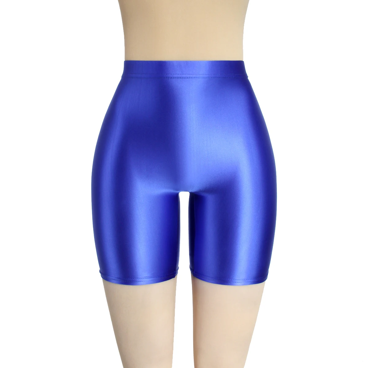 MJINM Shiny Glitter Thin Stretch Tight Bodybuilding Quickdry Yoga Leggings Seamless Front Crotch Sporty Pants Underwear Shorts