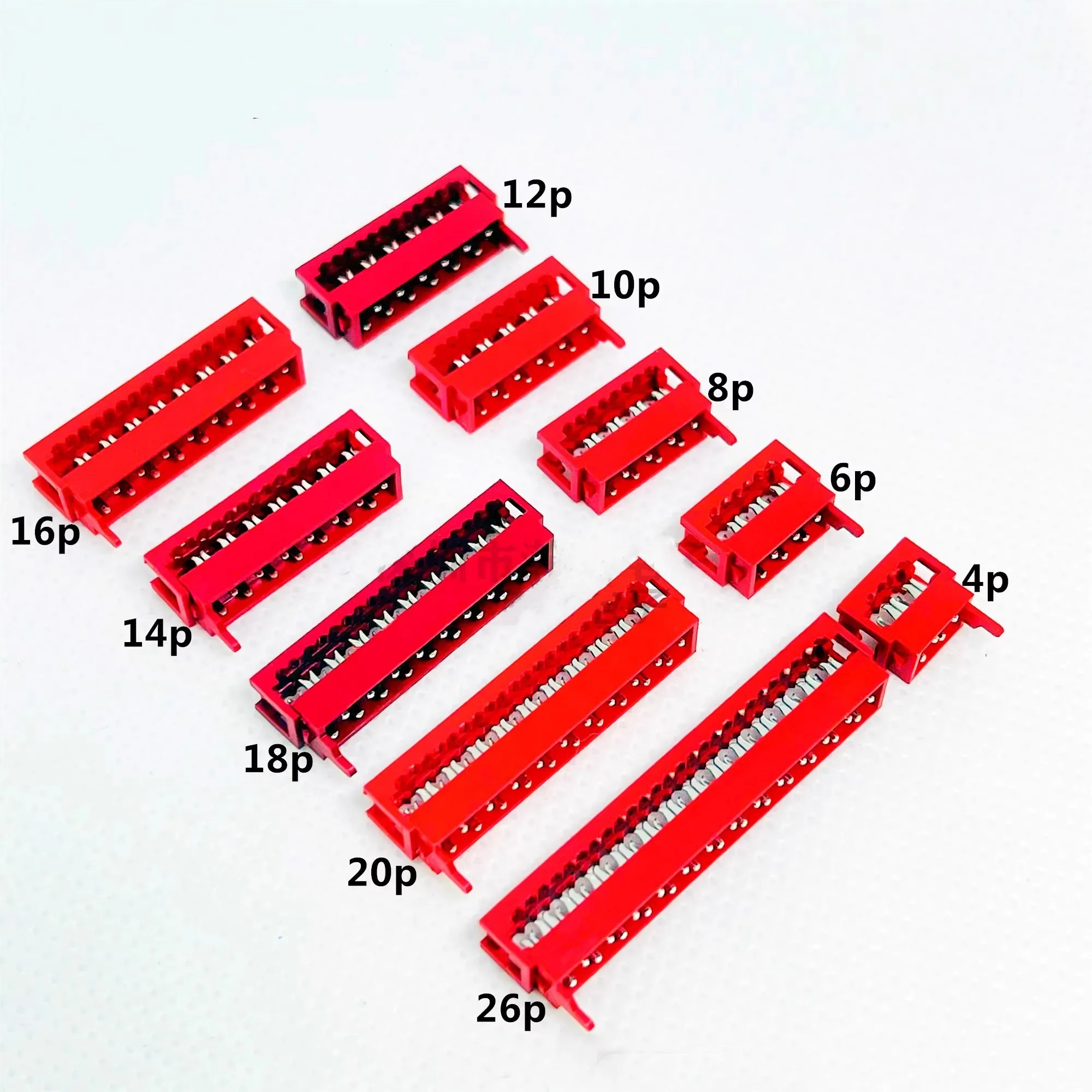 100pcs Micro Match Red IDC Connector 2.54mm Wire To Board 4-26Pin Flat Ribbon Cable Connector