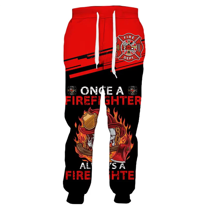 Autumn men's fashionable jogging pants popular firefighter 3D printed pants neutral Harajuku street casual sports pants Q0166