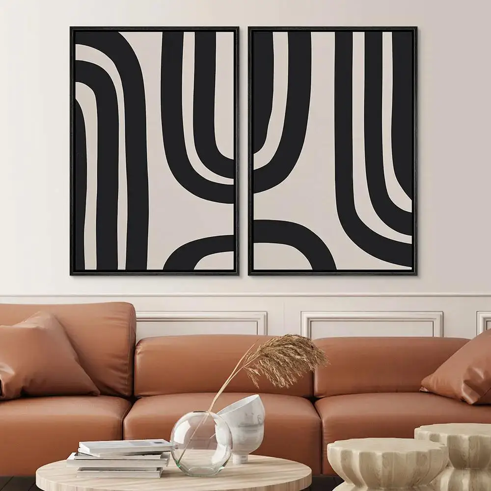 

Набор из 2-х постеров с черными абстрактными линиями, модные принты, минималистичная эстетика, картины на холсте, декор для дома и гостиной