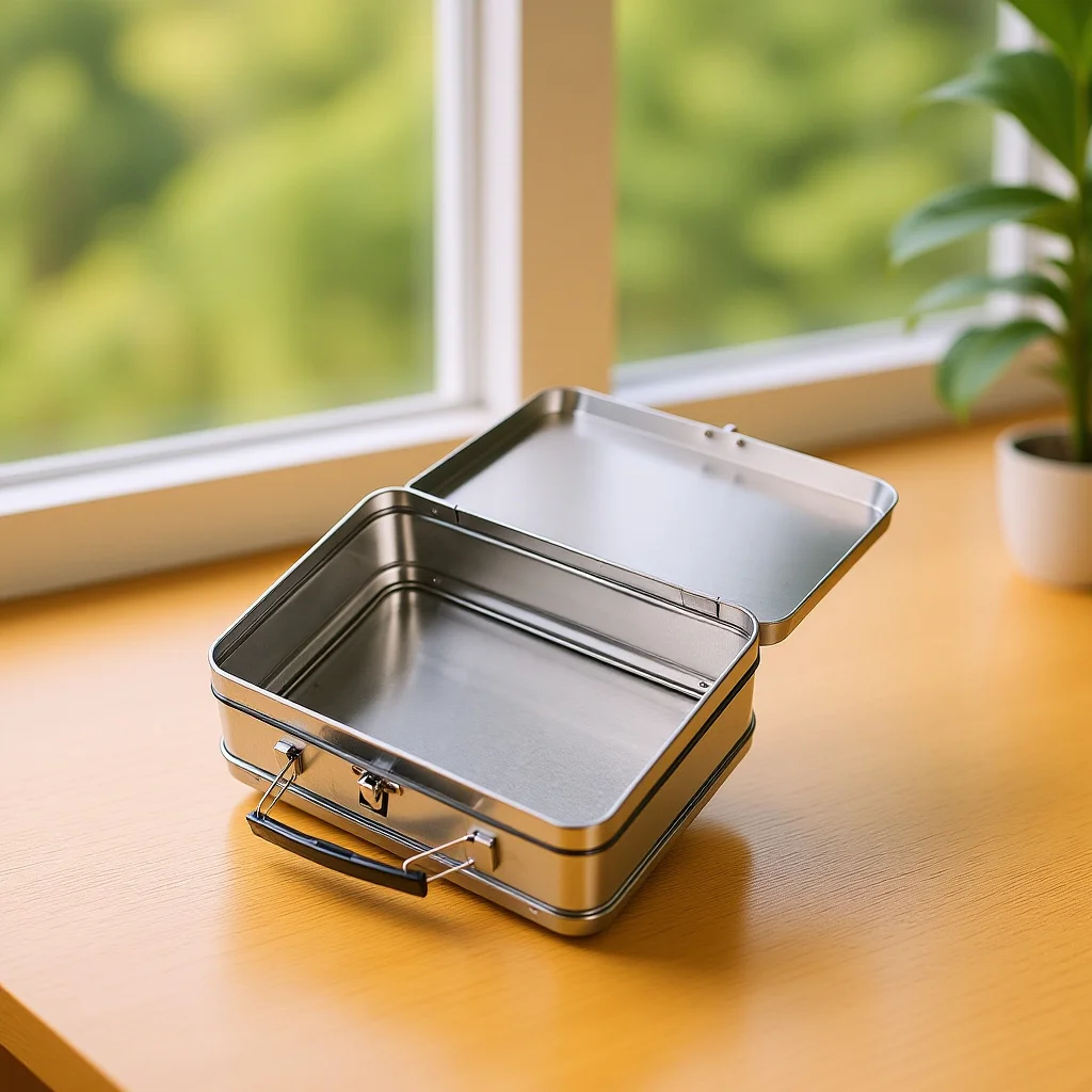 

Многофункциональная жестяная коробка с ручкой: элегантное настольное хранилище для украшений, косметики, монет, офисных принадлежностей и домашней организации