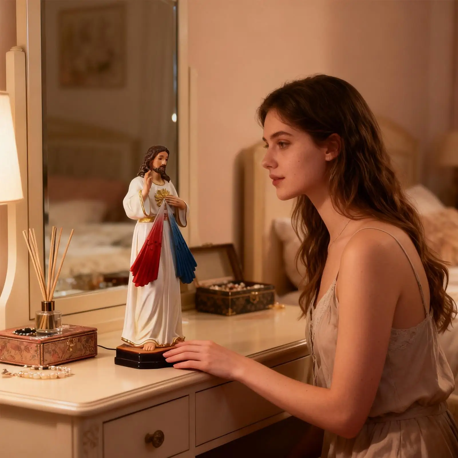 Estatua de Jesús 3D, decoración religiosa clásica sagrada, figuritas de escritorio de Jesús para fiestas de cumpleaños de Acción de Gracias, oficinas, vida en casa