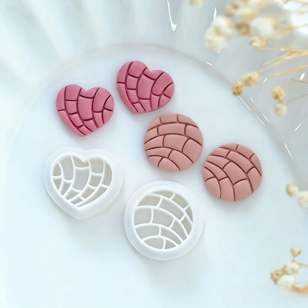 2Pcs Valentine's Day Heart & Round  Molds Polymer Clay Cutters Brick Pattern Molds for DIY Earrings  Jewelry & Crafts