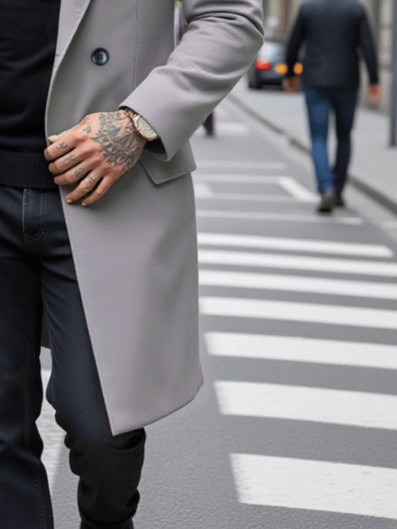 معطف واق من المطر مزدوج الصدر للرجال جديد للخريف والشتاء من الصوف السميك المقاوم للرياح