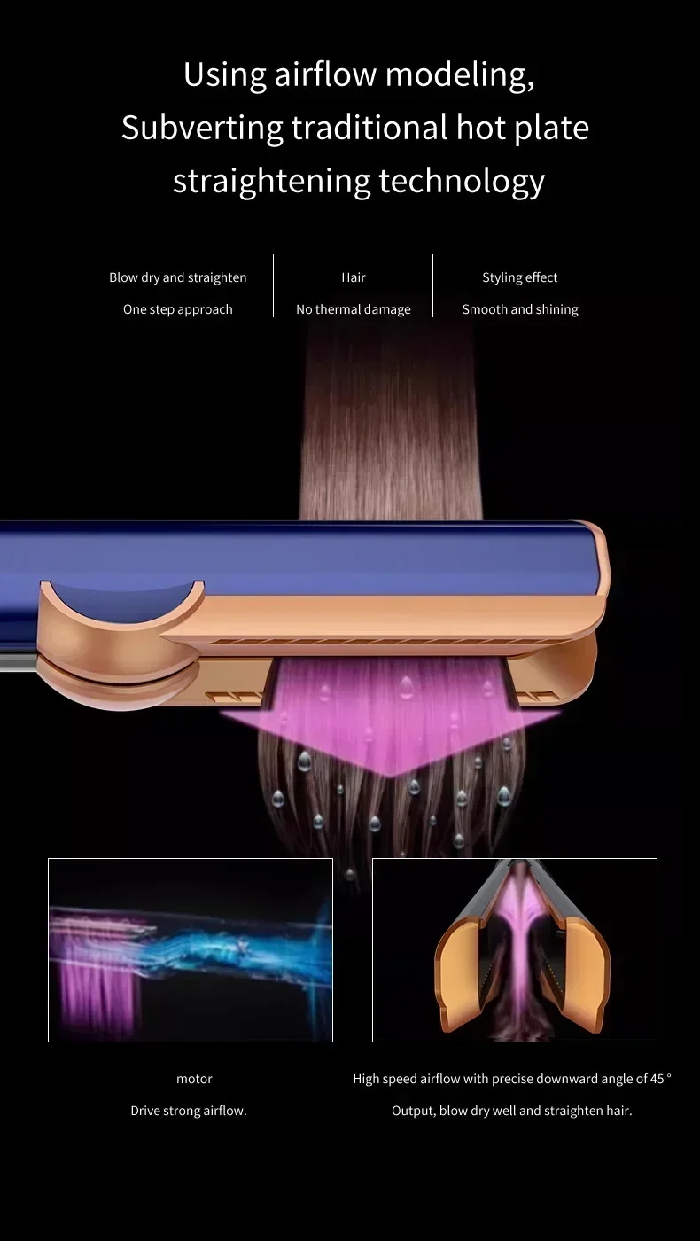 2-in-1 Haartrockner und Glätteisen Kombi mit Professionellem Negativ-Ionen-Technologie Langanhaltendes Styling-Tool für Alle Haarstrukturen – Detail 2
