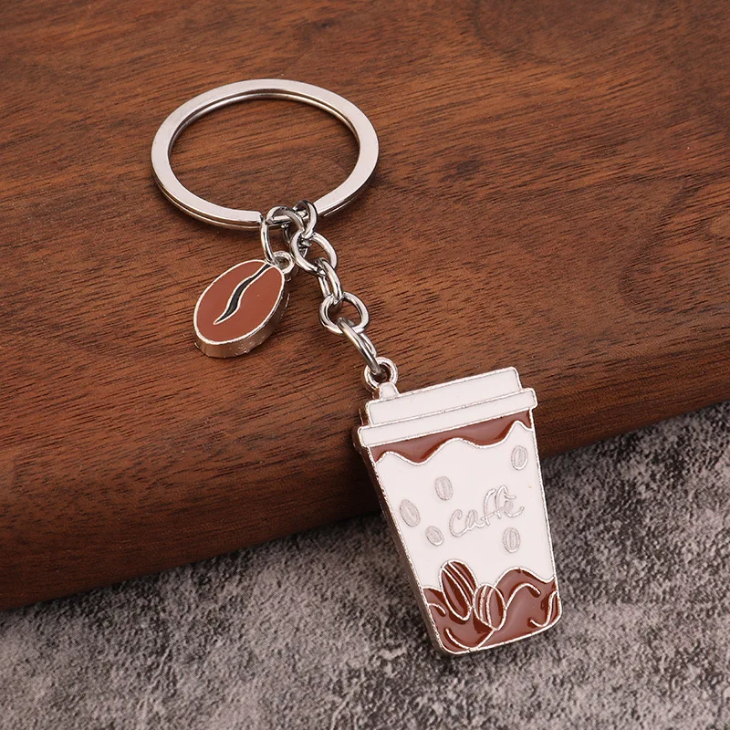 1pc Cute Coffee Cup Items Keychain Women Bag Pendant Men Car Key Chain Creative Cup Paint Pendant Coffee Shop Accessories Gift