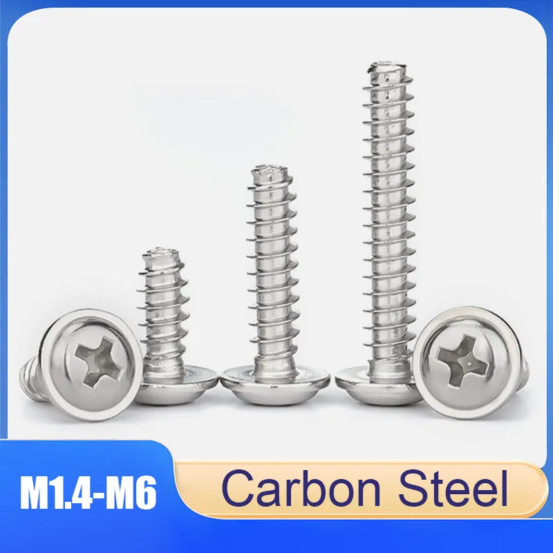 

Nickel Plated Cross Recessed Machine Screws With Washers M1.4 M2 M2.5 M3 M4 M5 M6 Nickel Plated Round Head Screws With Washers