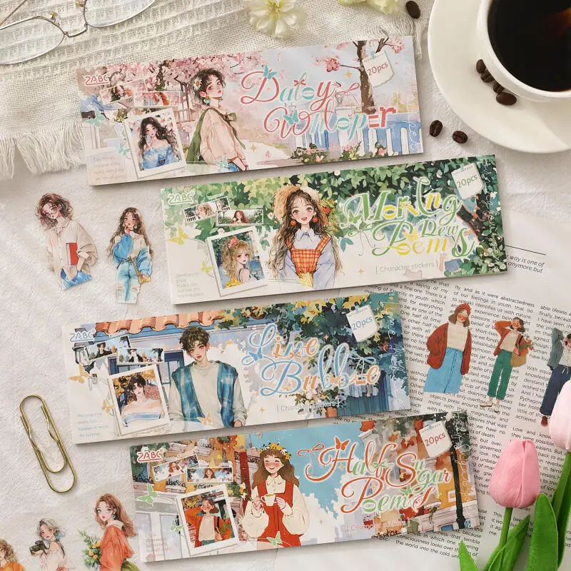 

Card Lover 20 Pcs [Sweet Oxygen Diary Series] Cute Style PET Stickers Daisy Speech and Morning Dew Poetry for Scrapbooking