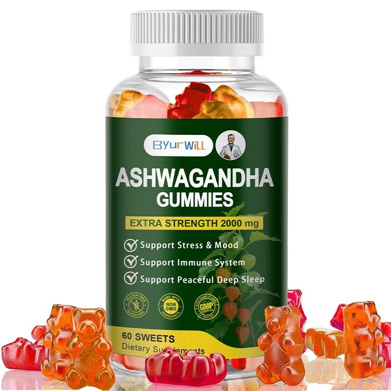Ashwagandha Root Extract Gummies for Adults Stress & Mood Support Peaceful Deep Sleep Immune Boost with Vitamin D3 B12 Non-GMO