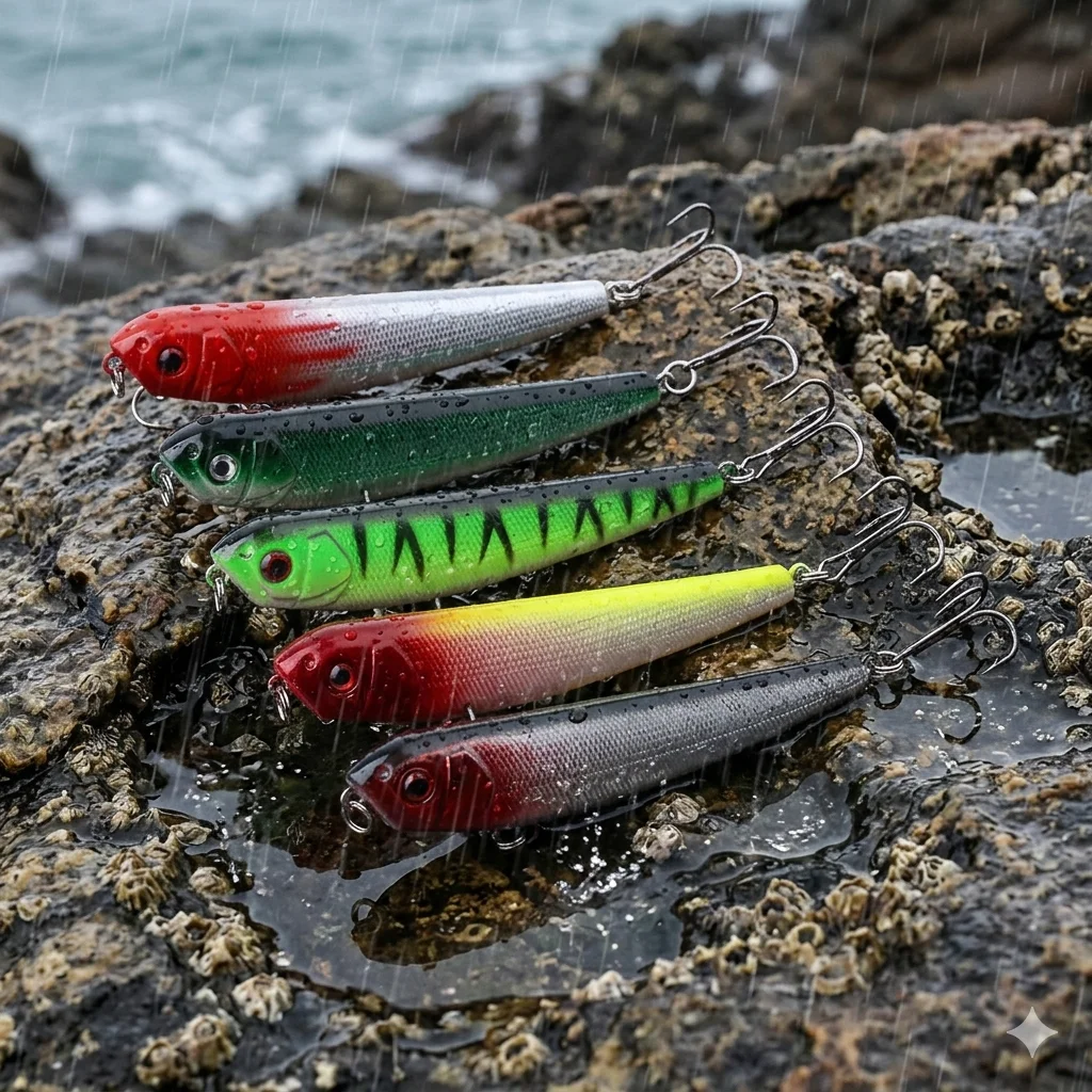 9cm 9.6g Topwater Popper Lure 5pcs, Floating Hard Artificial