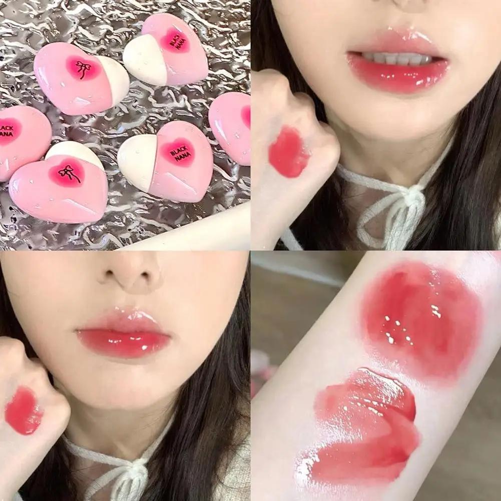 Heart Shaped Mirror Water Gloss Glass Lip Glaze Clear Jelly Lip Gloss Moisturizing Lipstick Makeup