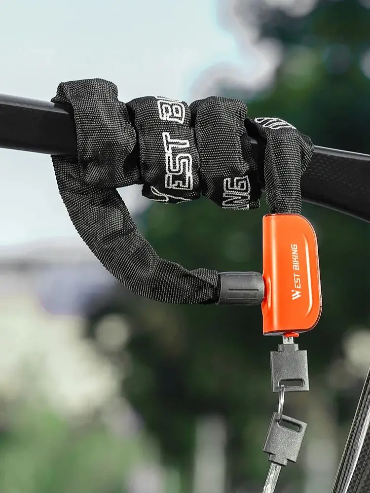 AliExpress West Biking WEST BIKING Bike Key Chain Lock Anti-Theft A3 Iron Chain Extended Lock Bicycle Electric Bike Motorcycle MTB Road Bike Safe Lock
