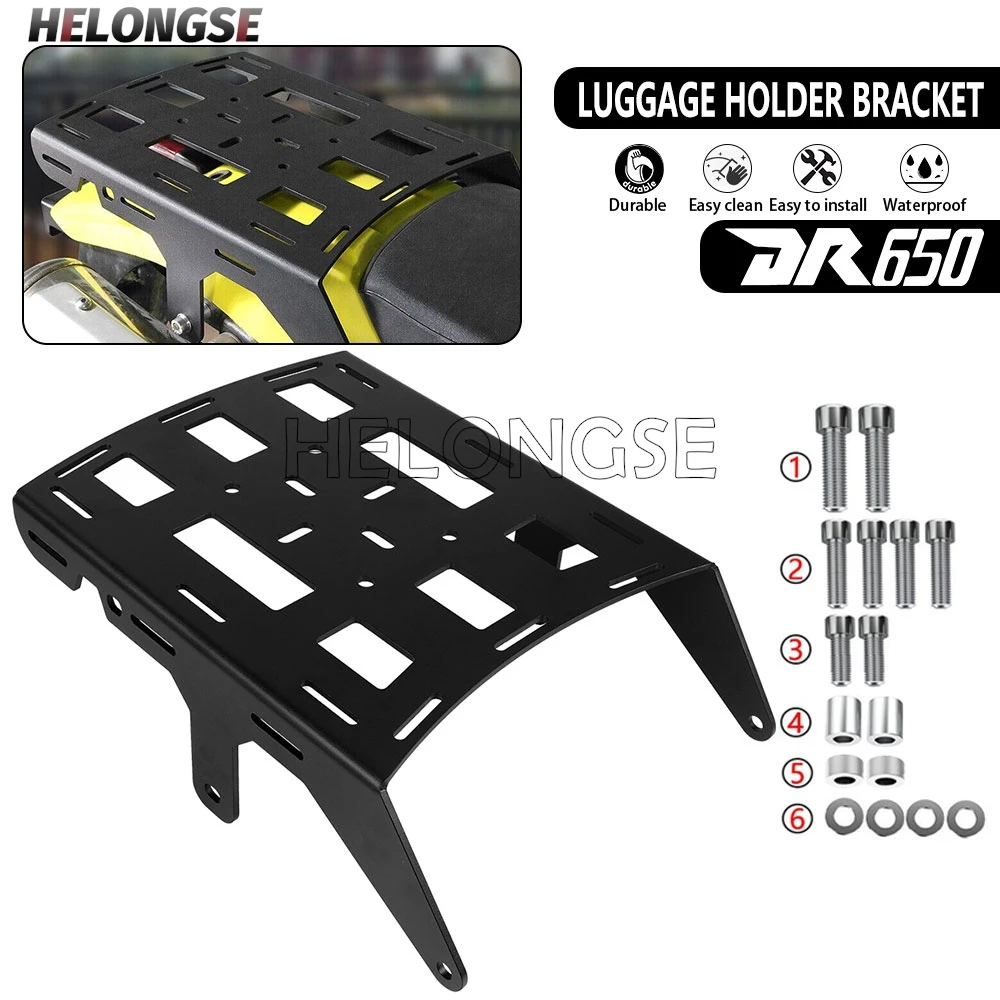 

2025 DR650 Motorcycle Rear Luggage Bracket Rack For Suzuki DR 650 1990-2026 2022 2021 2020 2019 2018 Carrier Plate Shelf Holder