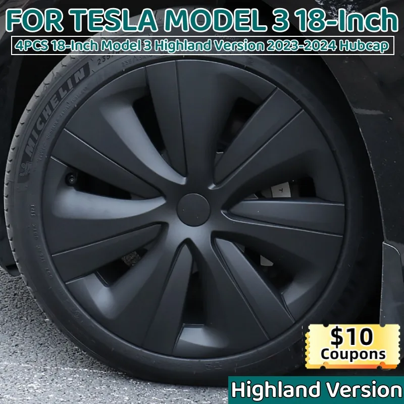 4PCS HubCap for Tesla Model 3 Highland Performance Replacement Wheel Cap Automobile Full Rim Cover 18 Inch Accessories 2023 2024