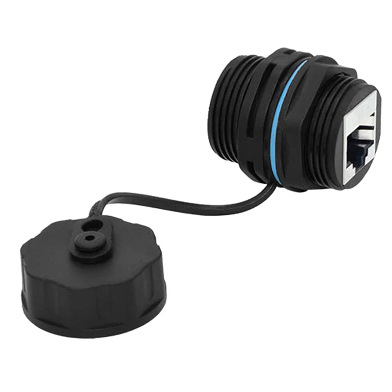 5 قطعة لوحة تصاعد RJ45 موصل مقاوم للماء إيثرنت LAN كابلات الموصلات محول مزدوج الرأس مع غطاء غبار