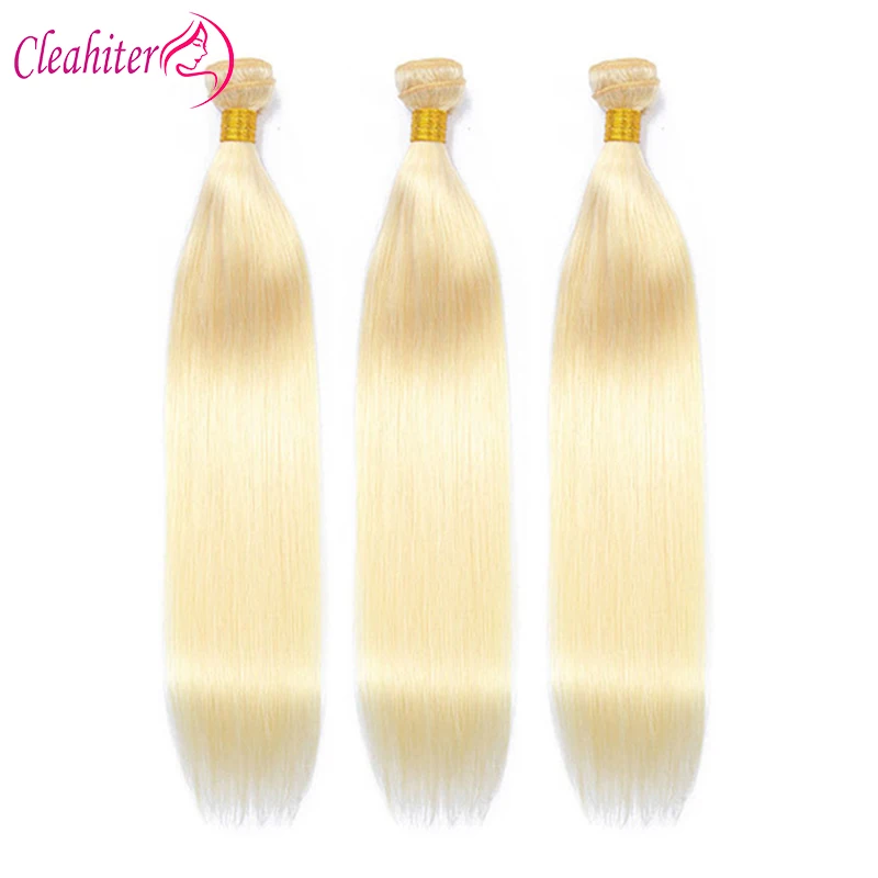 

1/3/5/7Pcs Silky Straight Blonde Color Human Hair Bundles 65g/Pc Double Weft Indian Remy Hair Extension 10-20 Inch