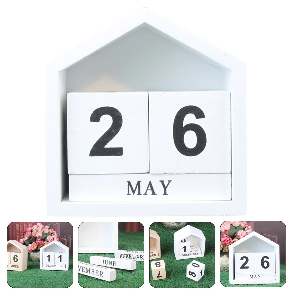 

Wooden Ornament Desktop Block For Desk Perpetual Day Calendar Reusable Office Home Decor Tabletop Decoration Teacher Desk