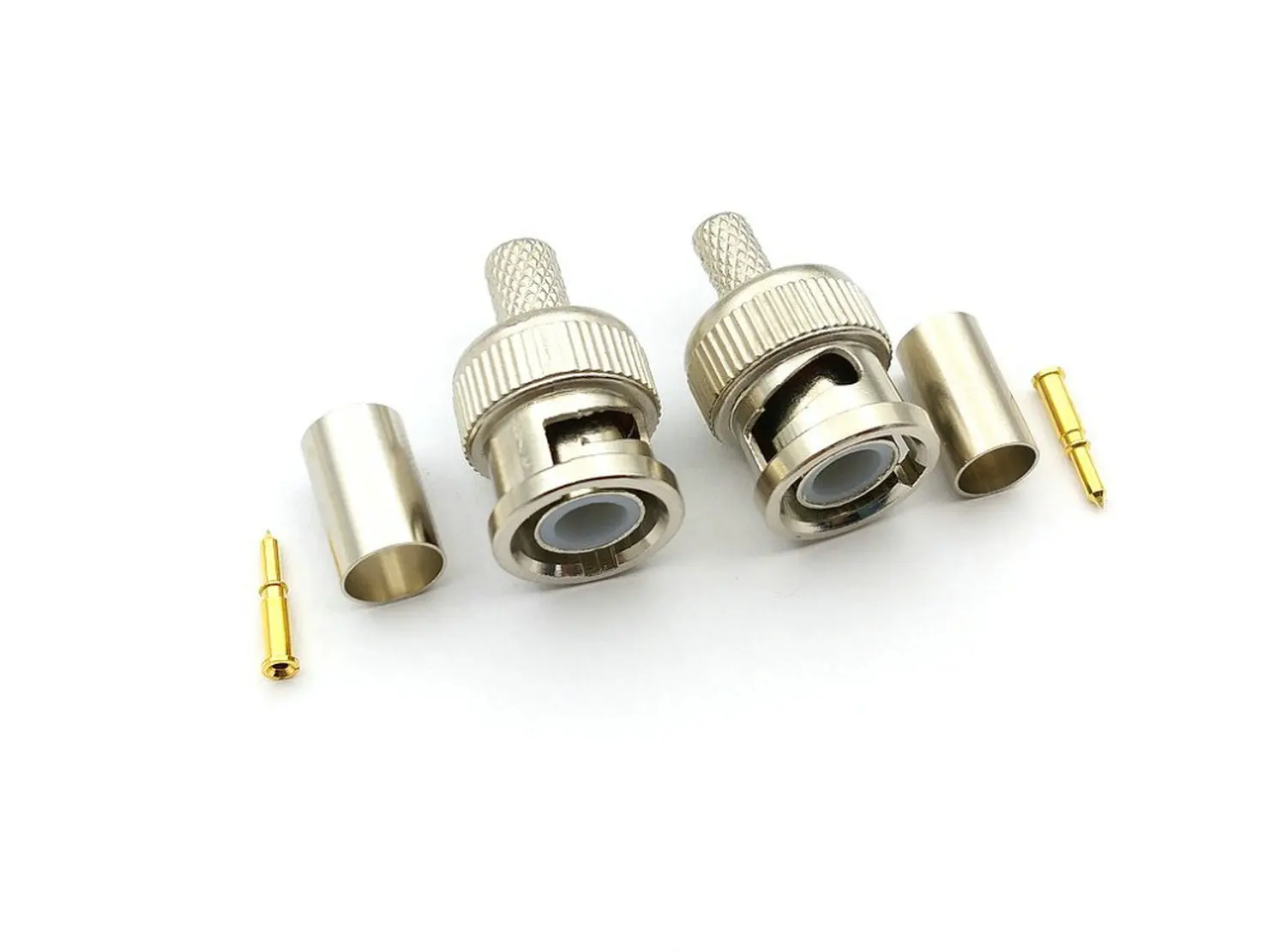 Imagem -02 - Adaptador Coaxial Bnc Macho Rg59 Rg58 Adaptador com Crimpagem on Coax para Conector de Câmera de Cctv 100 Peças