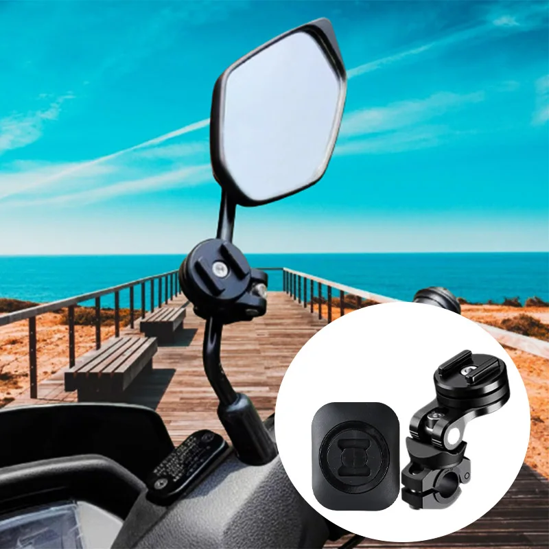 Motorcycle Mirror Bracket Mirror Rod Mount Support Seat Universal Riding Navigation Quick Locking Assembly Stickers Adhesive