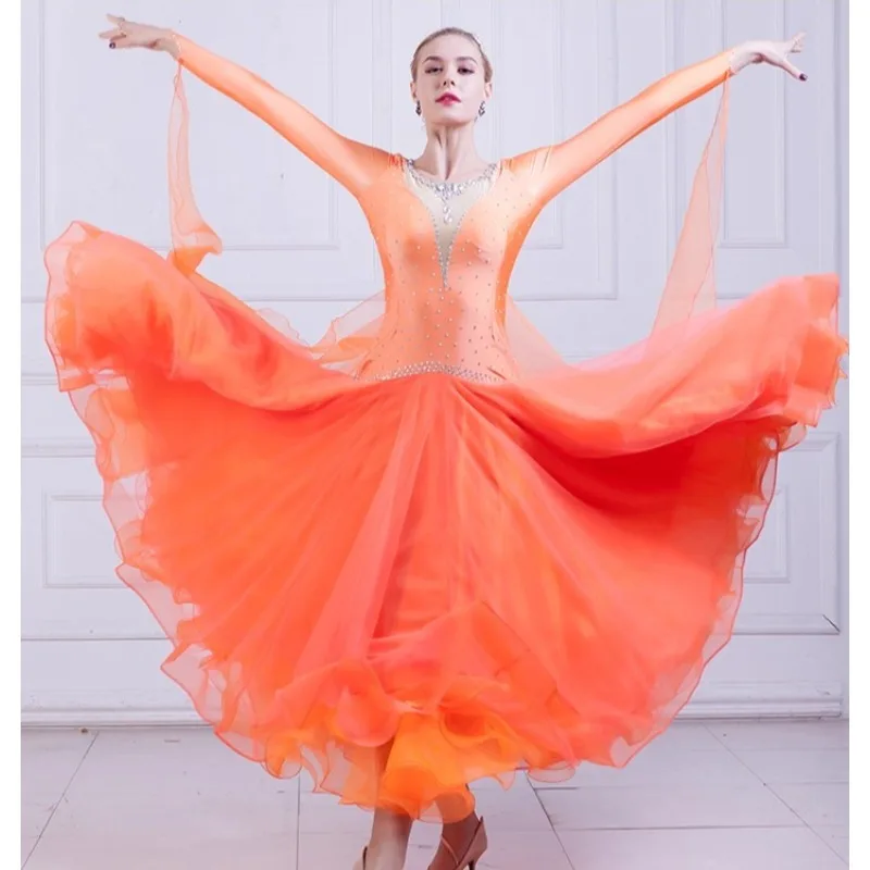 Maßgeschneidertes Tango-Kleid für modernen Tanz, nationales Standard-Wettbewerbskleid, Walzer-Performance-Kleidung, soziales großes Swing-Kleid