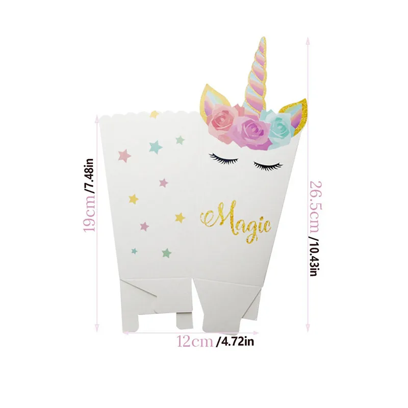 6 STKS Eenhoorn Papier Snoep Geschenkzakken Cookie Popcorn Box Kids Verjaardagsfeestje Decoratie Baby Douche Benodigdheden