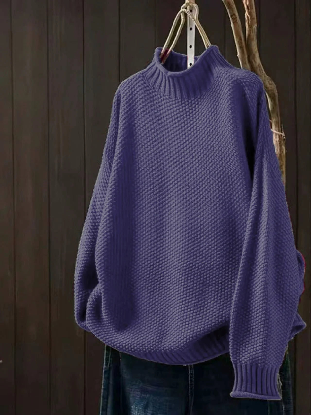 Damen-Pullover mit halbem Rollkragen und langen Ärmeln in Übergröße (Freizeitkleidung) ​ – Detail 14