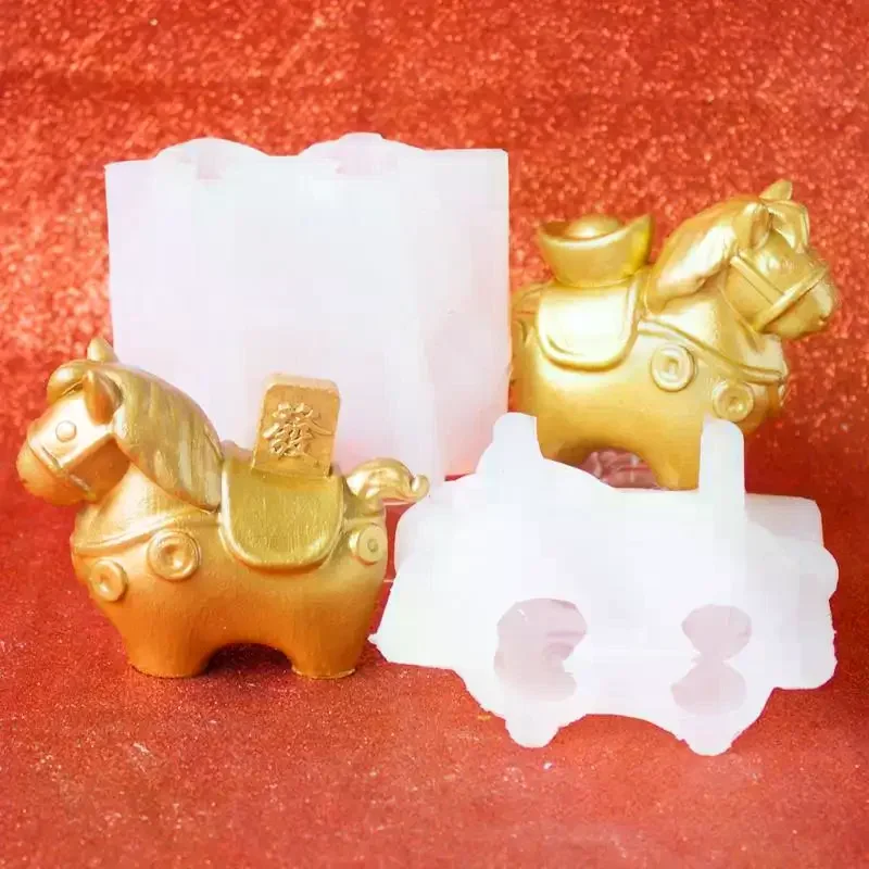 Molde de silicona de caballo del zodíaco Sycee de Año Nuevo para pudín de leche, natillas, gelatina, decoración de pasteles, herramienta de repostería, chocolate, yeso.